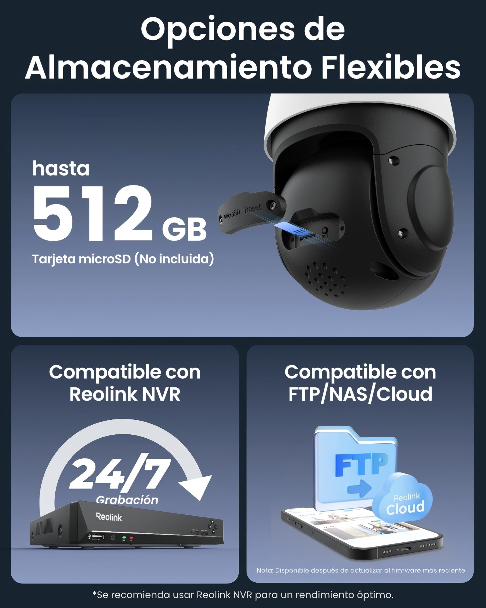 Reolink 4K PTZ Cámara Vigilancia Exterior PoE, 16X Zoom Óptico 3D, 360°/90° Pan & Tilt, Visión Nocturna en Color, Detección Persona/Vehículo/Animale, Audio Bidireccional, Soporta microSD, RLC-823S2 | PoE, 360°/90° Pan & Tilt, Visión Nocturna en Color, Det