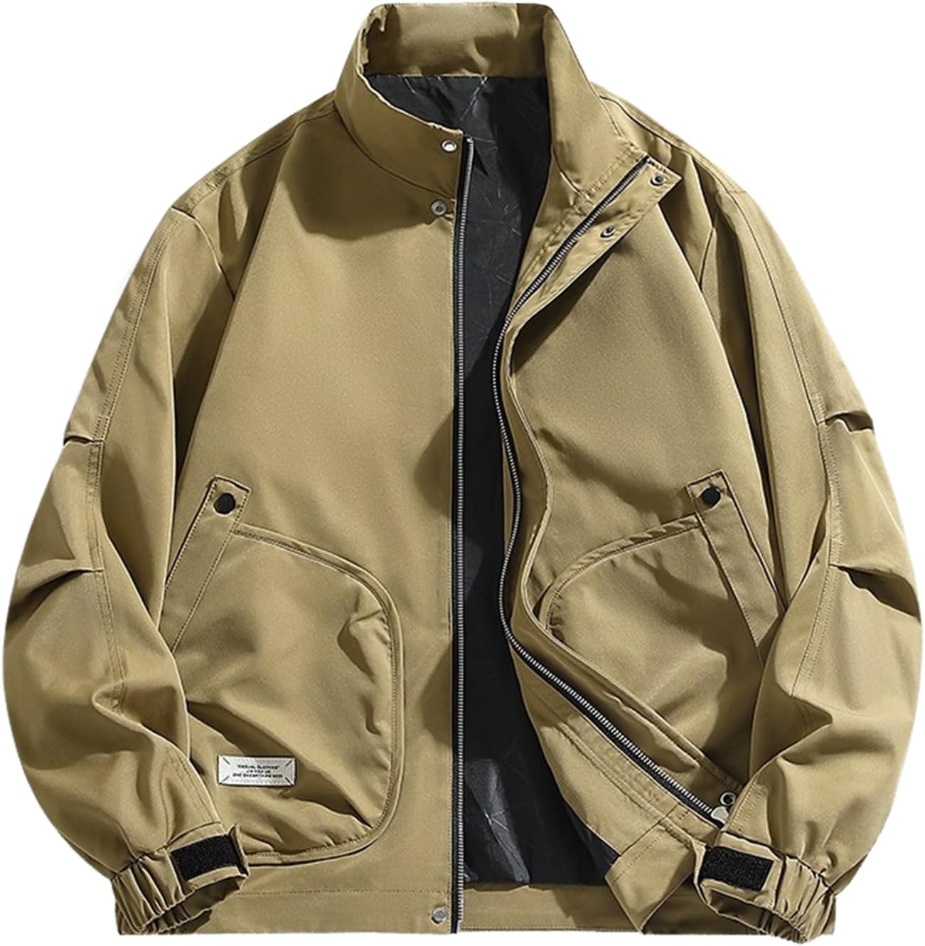 Men's Outerwear, Spring and Autumn Large Size Casual Stand Collar Jacket, Men's American Workwear Top