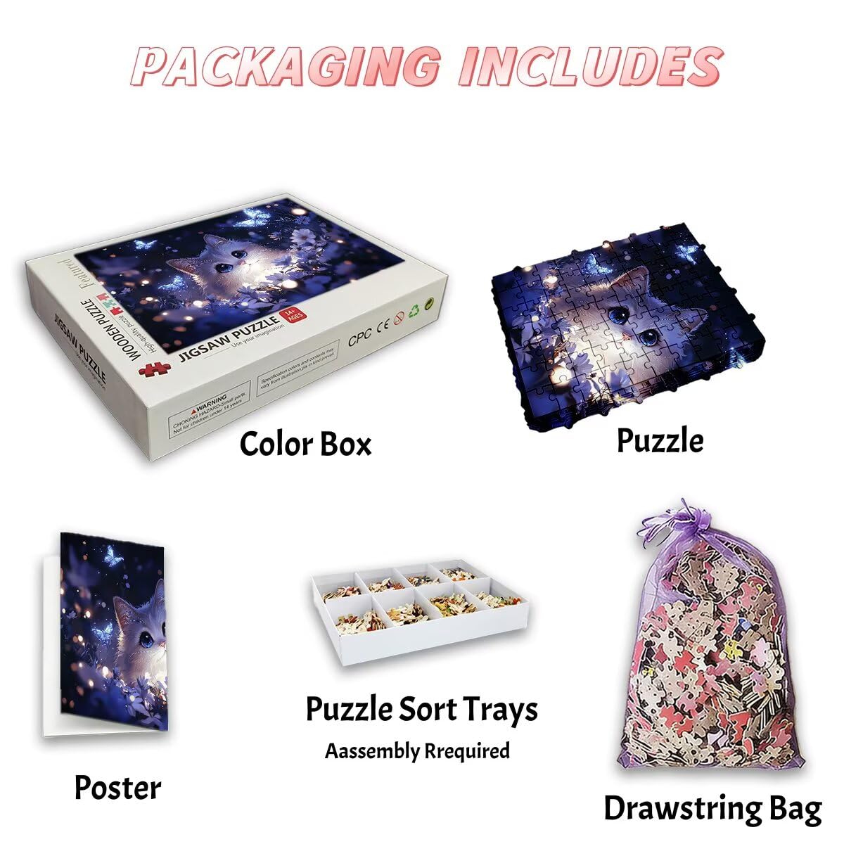 Puzzle 4000 Pezzi Farfalla, Puzzle Gatto per Adulti, Puzzles in Legno Intrattenimento Creativo, Divertimento, Puzzles Educativi Classici con Confezione di Alta Qualità Idea Regalo Donna Decor -2540