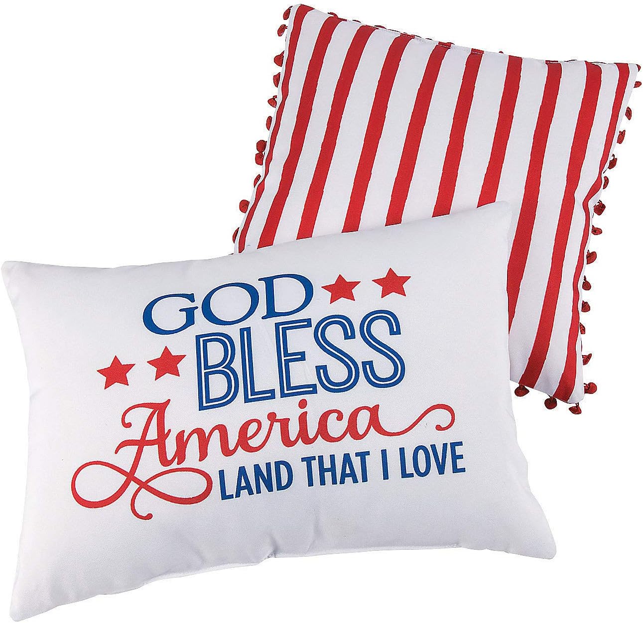 Fun Express God Bless America Patriotic Pillow Set (Set of 2) Fourth of July Home Decor