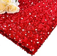 Vista 1 de MODFUNS The Yard - Tela de lentejuelas rojas de 6 yardas, tela de terciopelo de lentejuelas rojas con purpurina para vestido, tela de acolchado