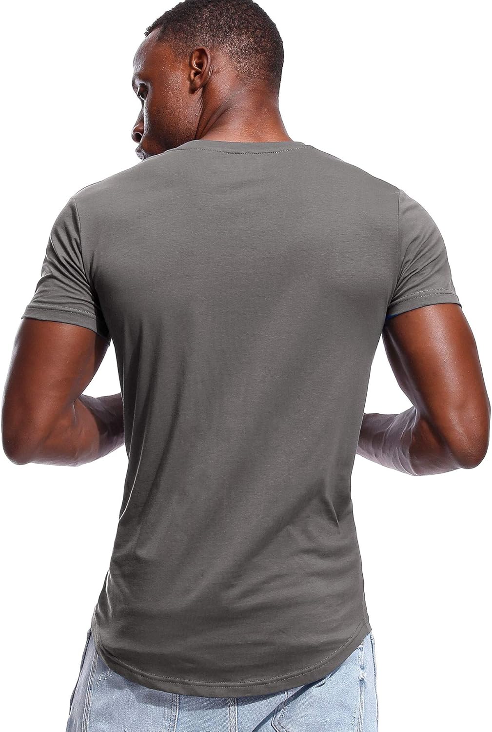 Deep V Neck T Shirt for Men Low Cut Vneck Tee Invisible Tshirt Vee Top Scoop Hem - Image 4