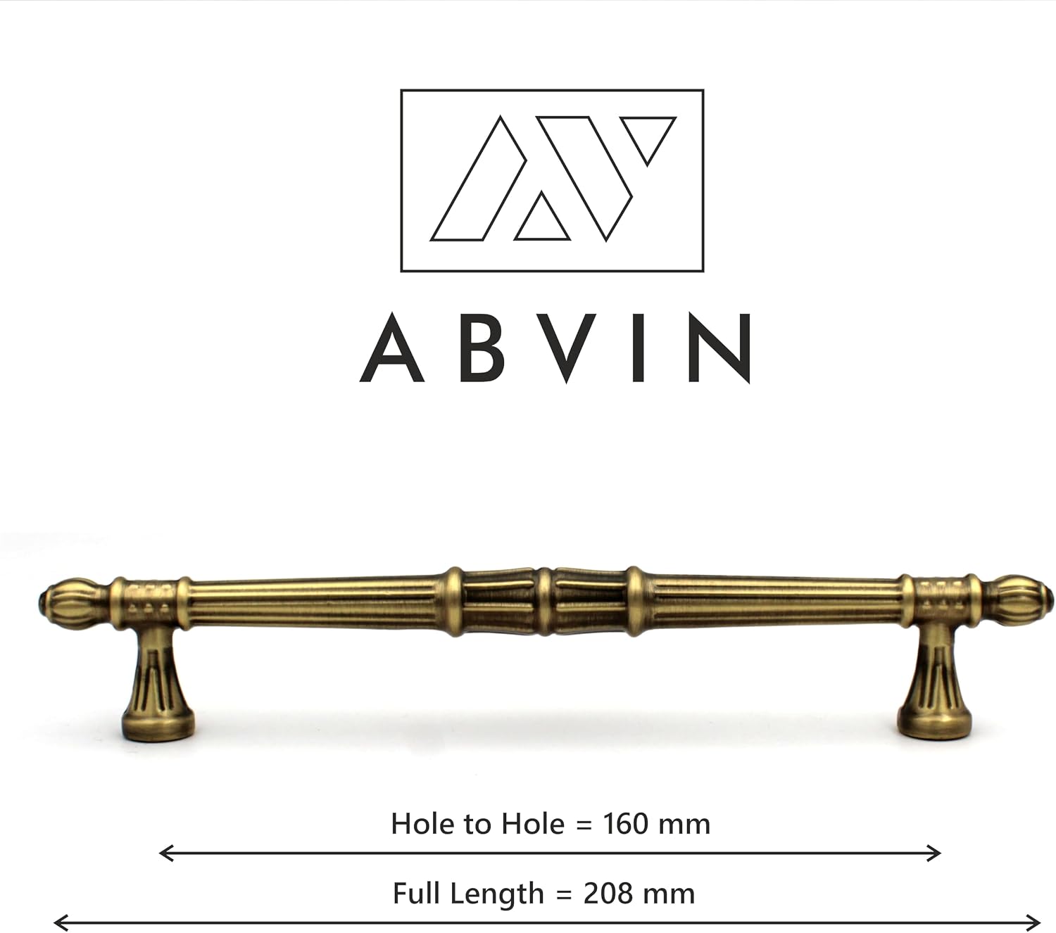Vintage Bar Handles, Modern Gold Cabinet Hardware, Furniture Pulls for Doors, Cabinets, Cupboards & Drawers (8.1 inch)