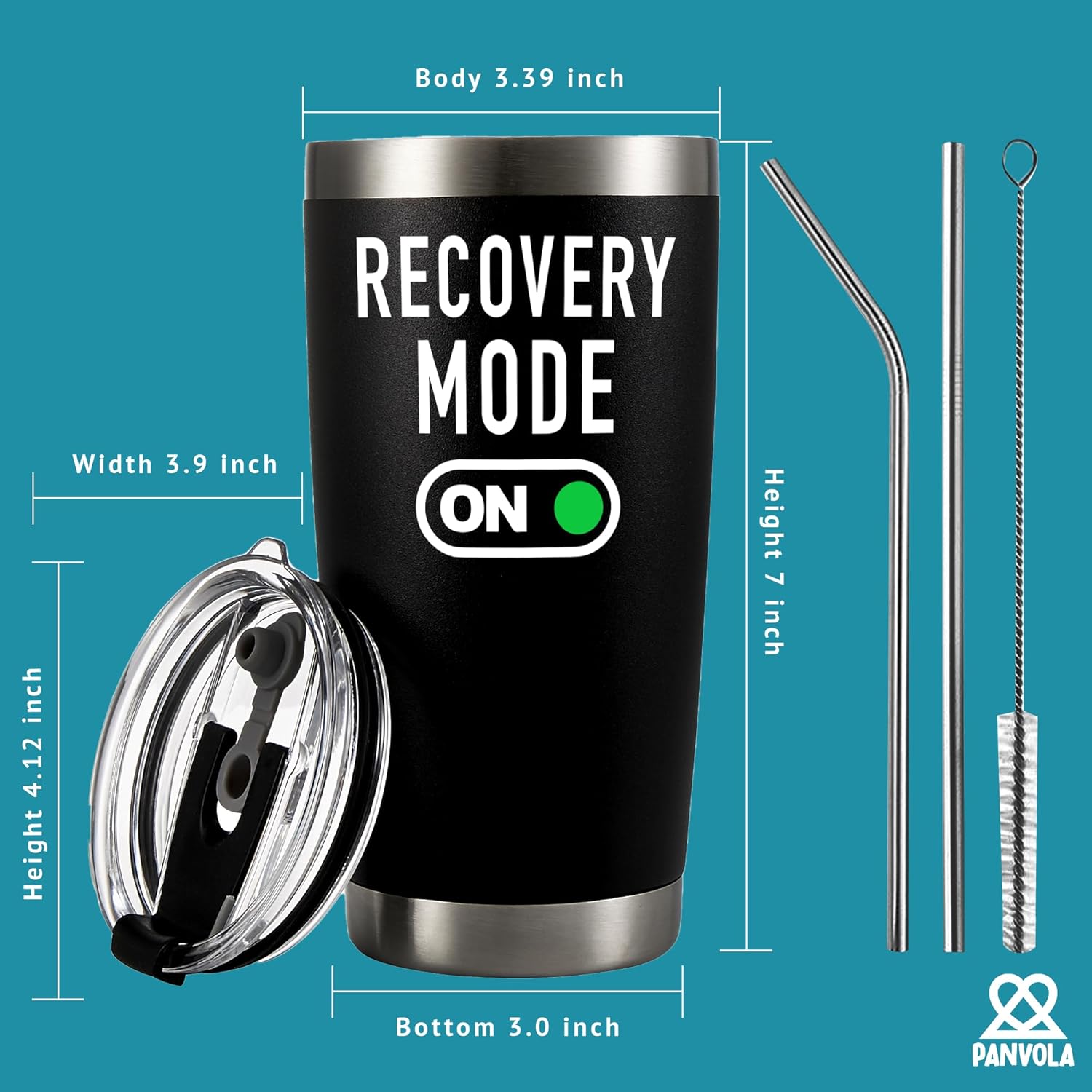 Recovery Mode On Vacuum Insulated Tumblers Get Well Recovery Gifts For Patient Motivational Inspirational Gifts For Family Friends Stainless Steel With Lid And Straw (Black, 20 Ounces) - Image 5