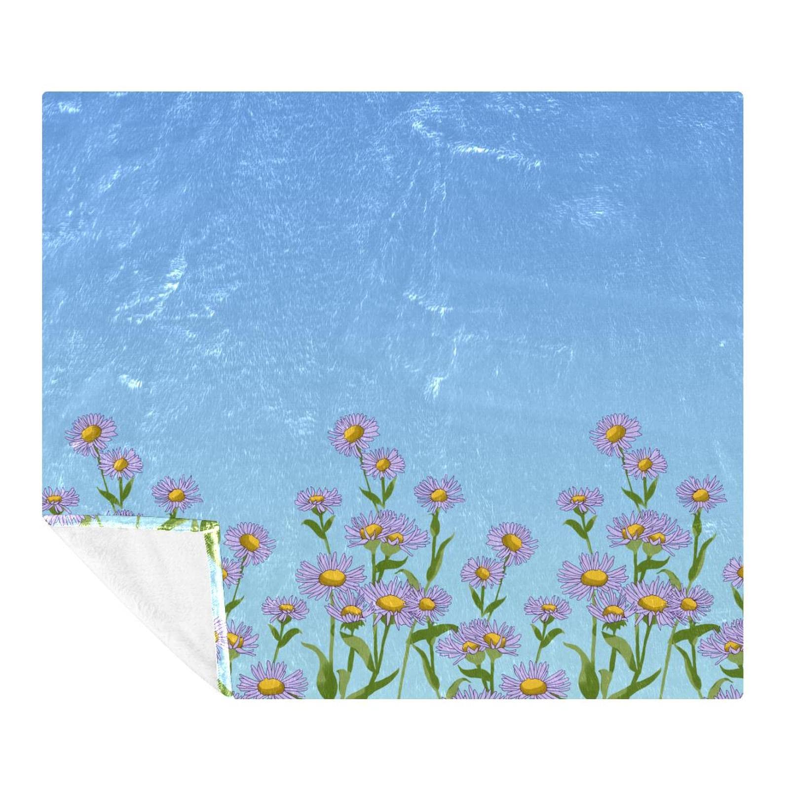 Couverture polaire fleur marguerite pour lit, canapé et sol de chambre