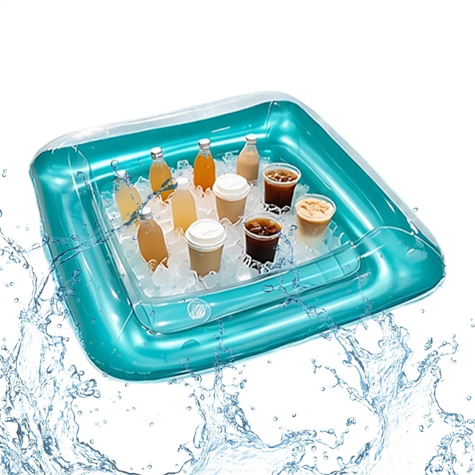 Frigo Gonfiabile Vassoio Quadrato Grande Galleggiante Portatile Ispessito | Cooler Gonfiabile Da Tavolo Per Feste In Piscina All'Aperto Giardino Birra Bevande Picnic Campeggio