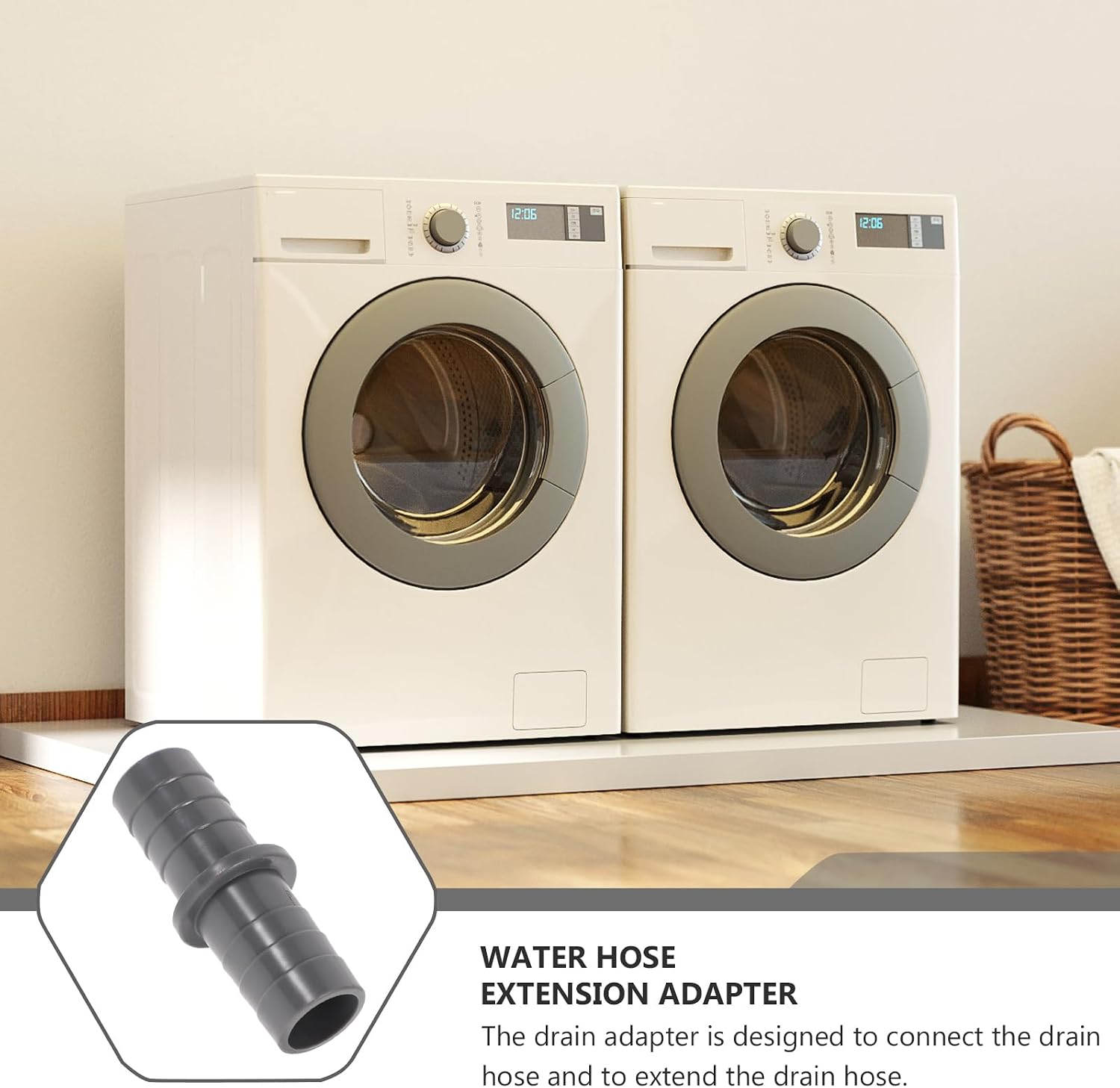Operitacx 2 Sets Washing Machine Drain Adapter, 21mm Dishwasher Hose Adapter with 4 Hose Clamps, ABS Dishwasher Waste Connector Compatible with Dishwasher and Washing Machine