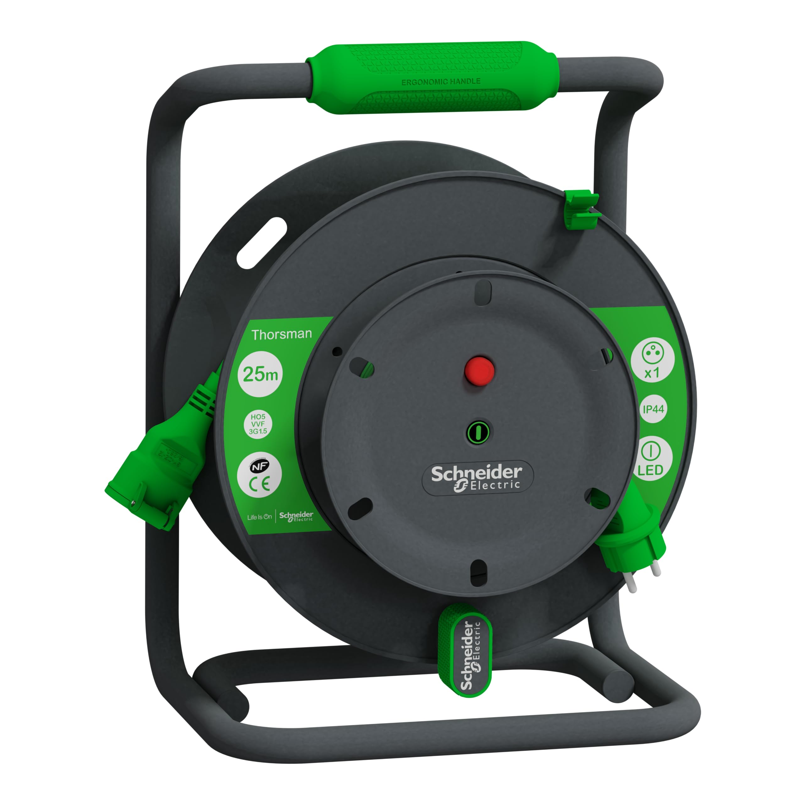 Schneider Alargador bricolaje 25m 1 toma 2P+T con tapa IP44