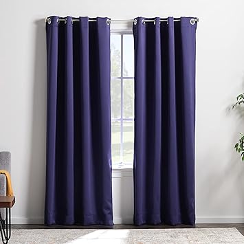 Linenspa 100% Blackout Curtain 2 Panels Set - Navy Curtains 84 Inch Length - Thermal Insulated, Noise Reducing - Dorm Room Essentials
