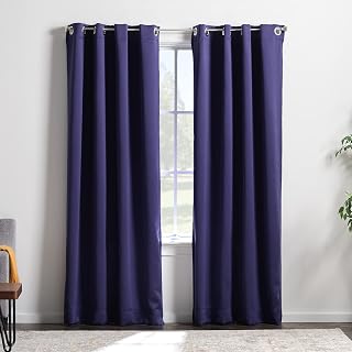 Linenspa 100% Blackout Curtain 2 Panels Set - Navy Curtains 84 Inch Length - Thermal Insulated, Noise Reducing - Dorm Room Essentials