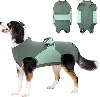 SAWMONG Recovery Suit for Dogs, Cotton Dog Surgery Suit Female Spay Pet Male Breathable, Zipper Neuter Onesie Bodysuit Pre...