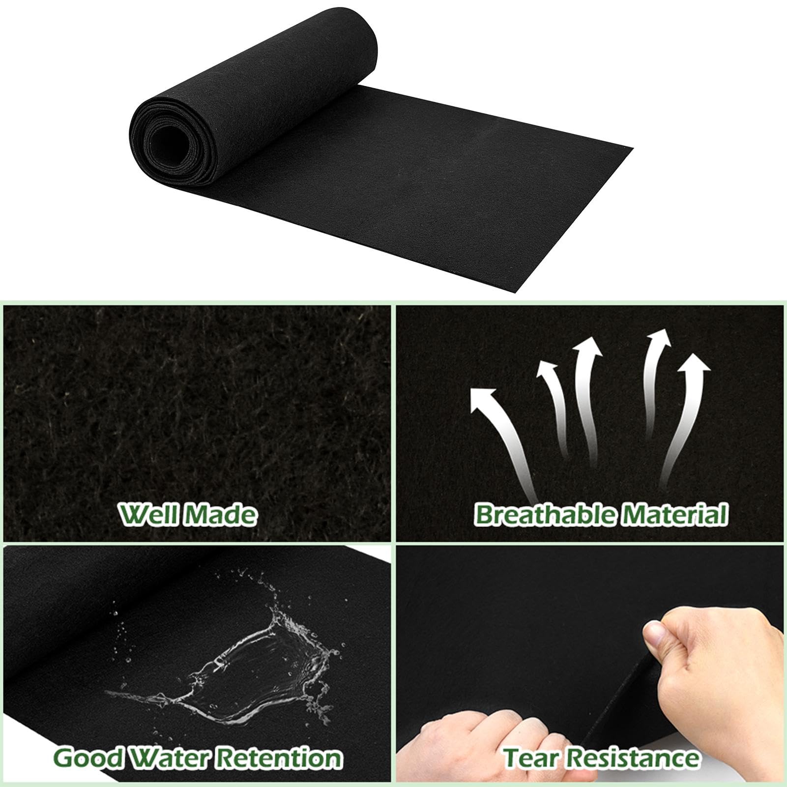 Rotolo Di Rivestimento Per Fioriere In Feltro – 30 Cm X 2 Metri – Tessuto Non Tessuto Nero – Alternativa Al Cocco, Facile Da Tagliare - 4