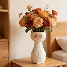 Siamese Cat Resin Vase, Without Drainage Holes, 7.87 Inch Water-Holding Decorative Vase, 3D Cute Design for Fresh & Dried Flowers, Ideal Gift for Cat Lovers & Home Decor Siamese cat A