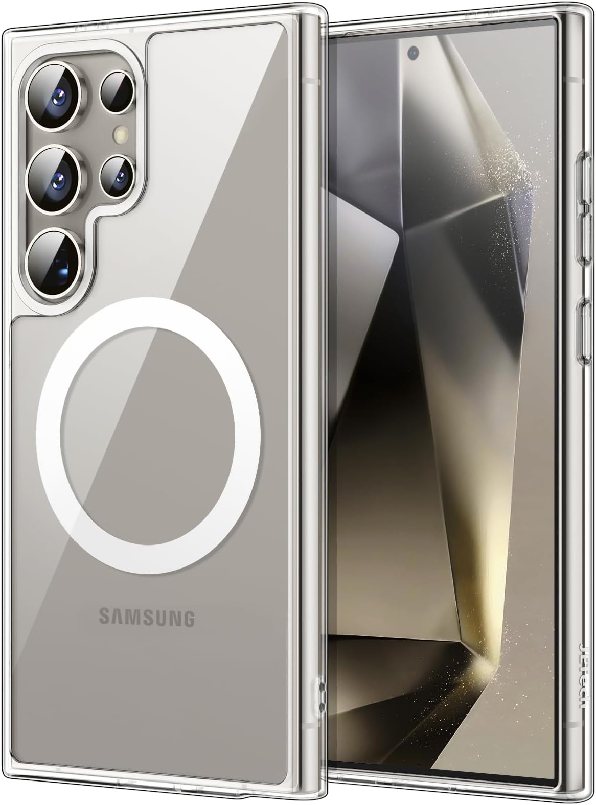 JETech Magnetic Case for Samsung Galaxy S24 Ultra 5G, Compatible with MagSafe, Shockproof Protective Phone Cover, Non-Yellowing Hard Clear PC Back (Clear)
