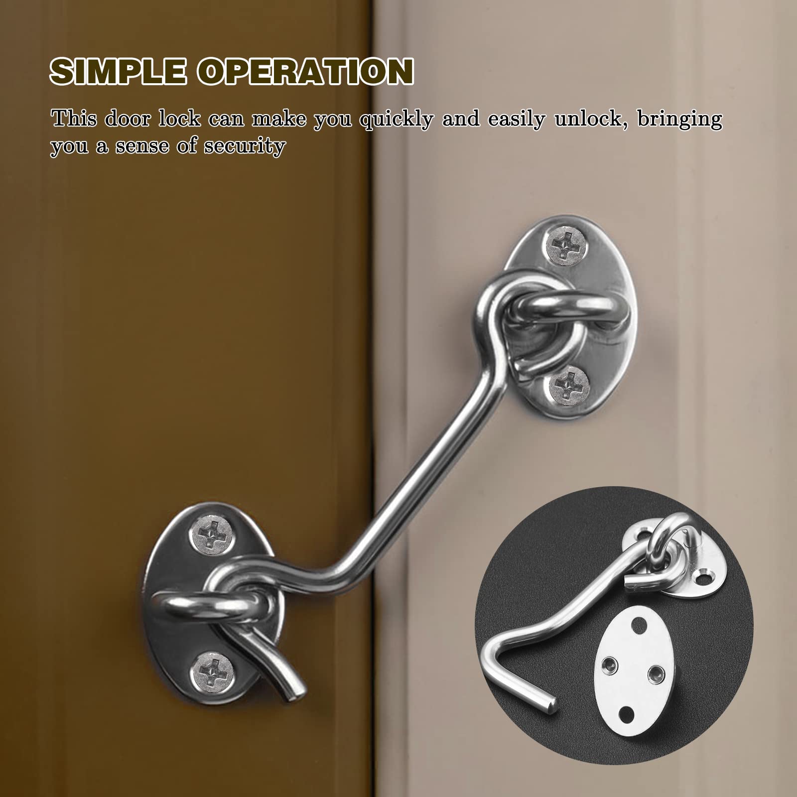 Gancio Cabina Acciaio Inox Gancio E Occhio 2 Pezzi Nero Finestra Gancio