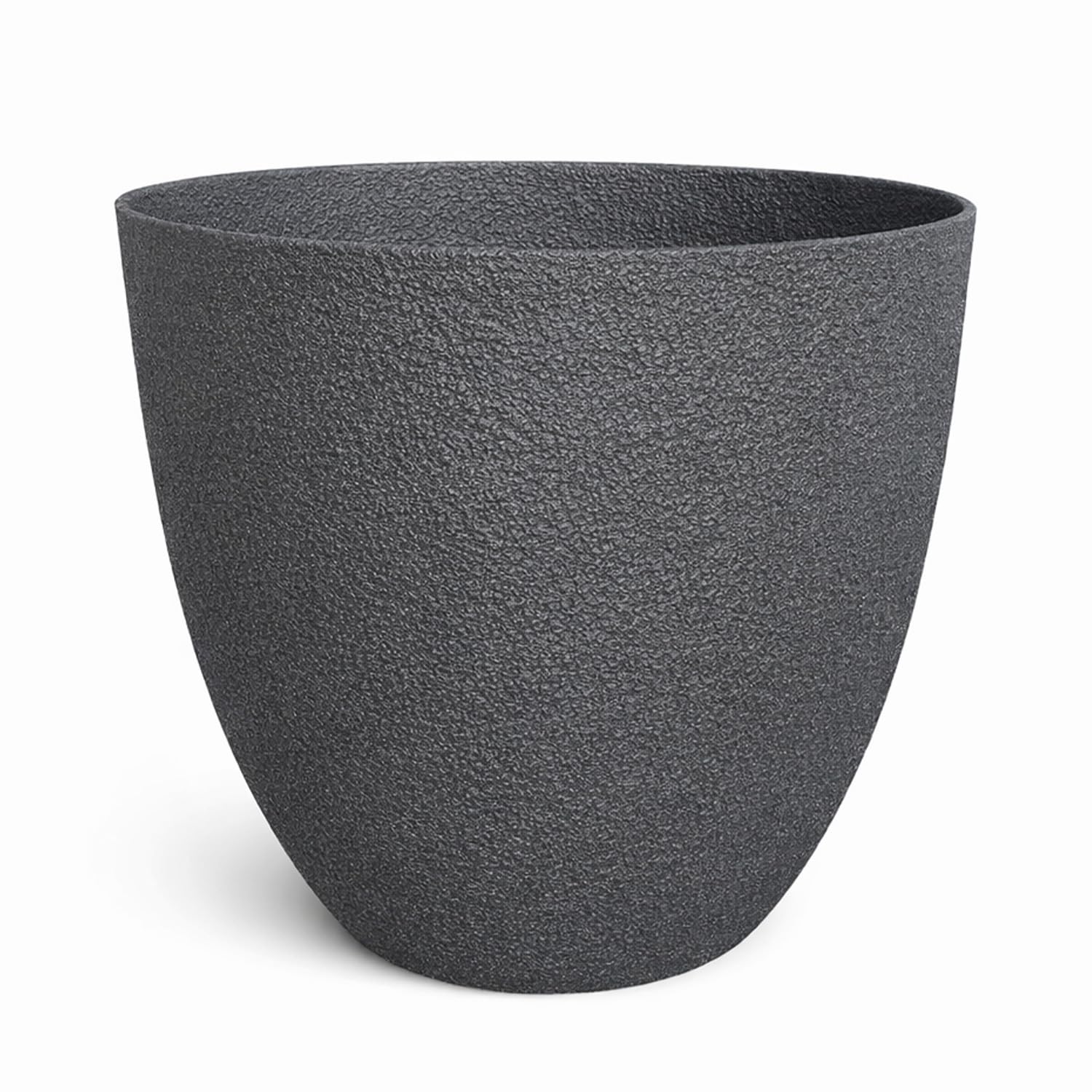 Maceta grande exterior 80x72 cm PRC antracita texturizada efecto piedra volcánica macetero alto jardín terraza diseño contemporáneo resistente clima ideal plantas gran tamaño decorativo