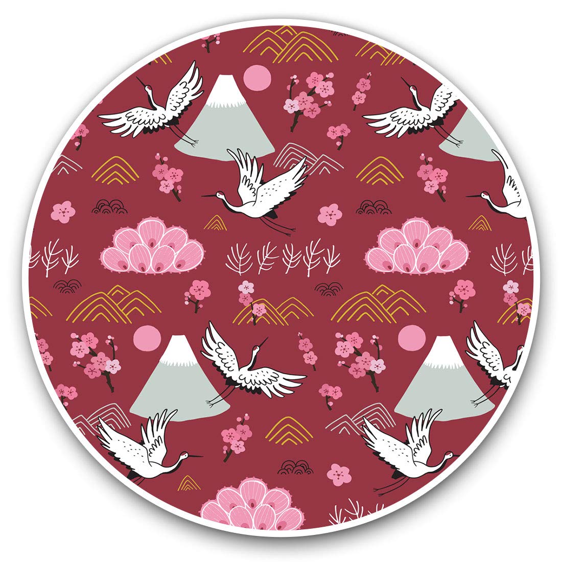 Destination Vinyl Ltd Oriental Pattern Japanese 14330 Vinyl Stickers (Set Of 2) 7.5Cm - Oriental Pattern Japanese #14330
