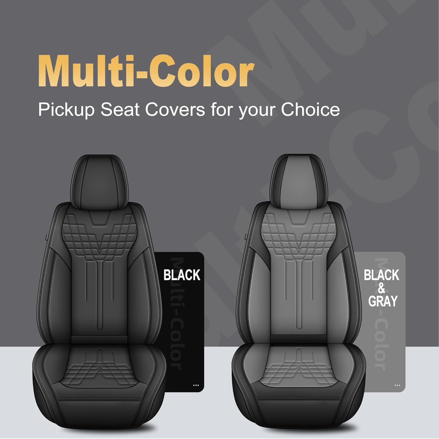 Chevy Silverado 2007-2025 2026 1500 2500HD 3500HD Seat Covers for Trucks Faux Leather Trail Boss Z71 Crew Double Extended Cab Waterproof Leather Front Set Seat Covers(Black, 2 PCS Front)