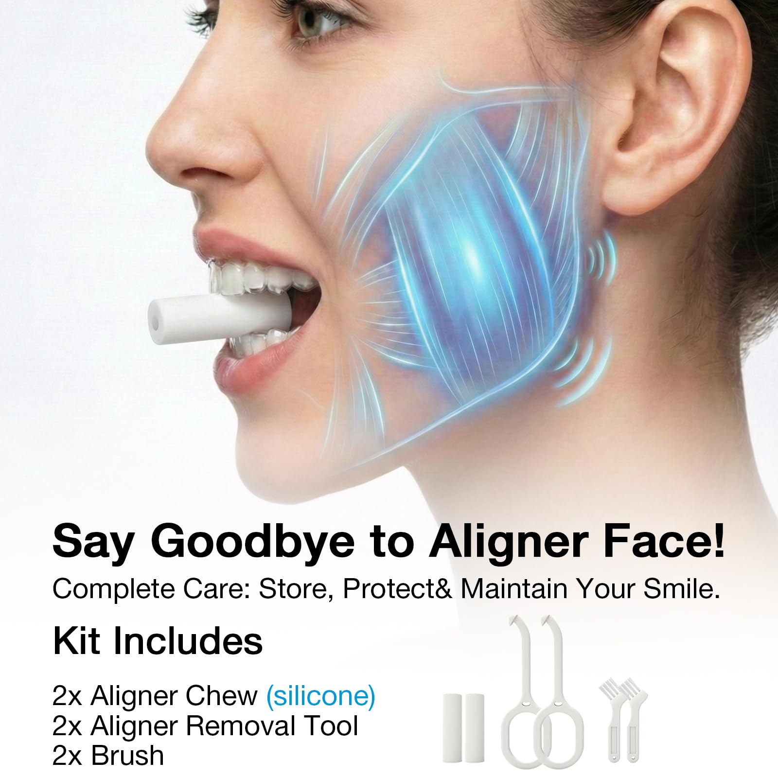 Paquete de 2 fundas de retención con espejo, compatible con Invisalign, funda de alineación ortodóntica con herramienta de extracción y cepillo, color negro