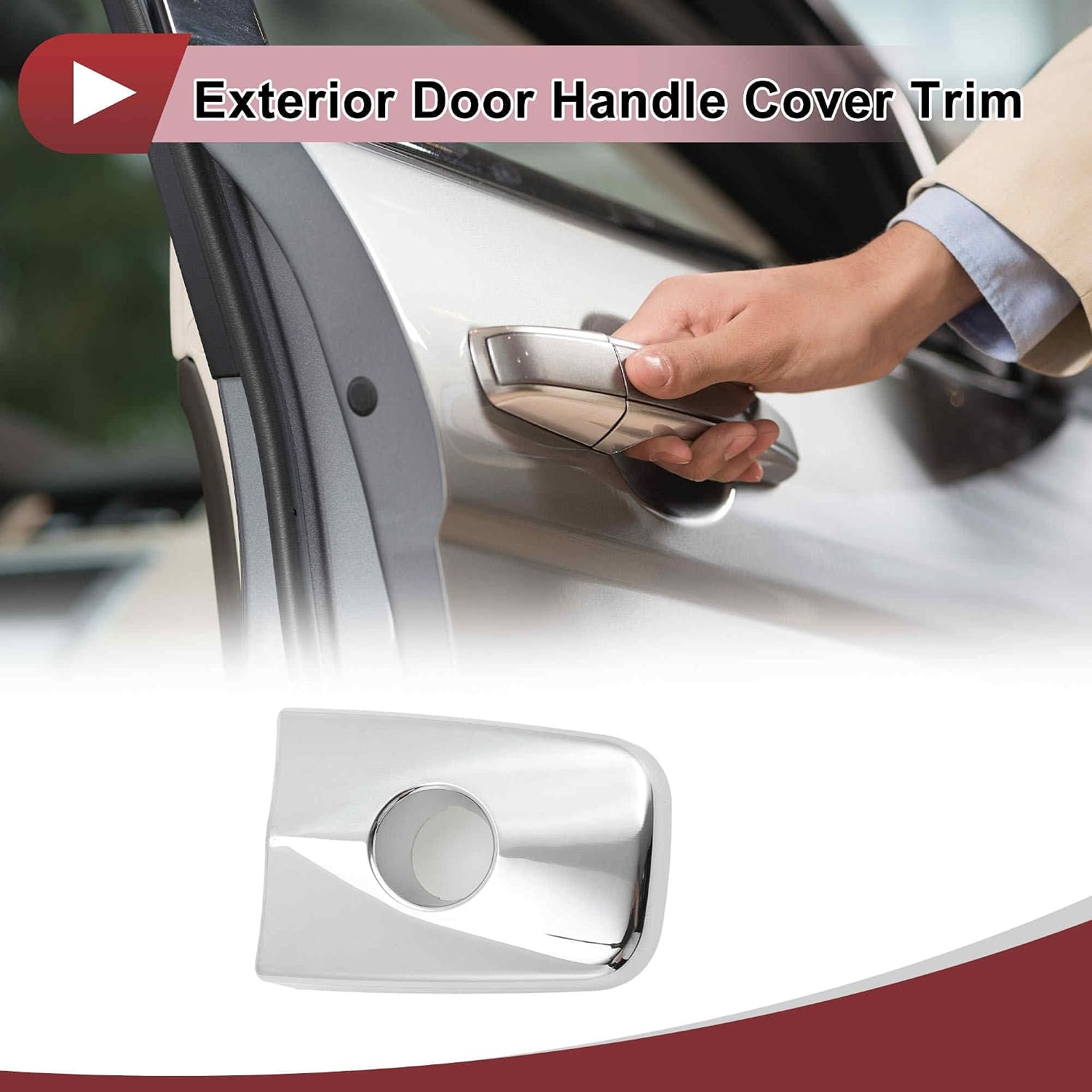 Front Left Exterior Door Handle Cover for Nissan Sentra 2013-2019, for Nissan LEAF 2013-2025 Door Handle Cover No.806469N00A Silver Tone ABS