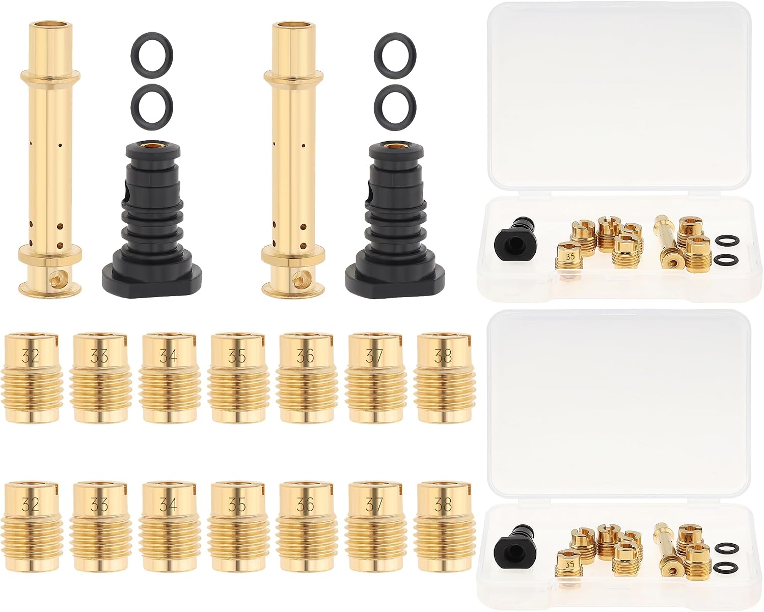 Windance Carburetor Main Jet Kit with Low RPM Pilot Jet Brass Carb Emulsion Tube .032 .033 .034 .035 .036 .037 .038 inch Fit for Predator Baja TrailMaster 212cc 196cc 6.5hp GX160 GX200 MB200 (2 Sets)