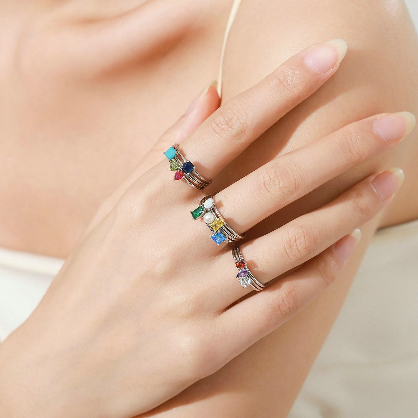 Anillos para mujer de oro blanco, alianzas de rubí creado, 0,5 quilates, anillos solitarios, compromiso, oro real, anillo para mujer, delicado