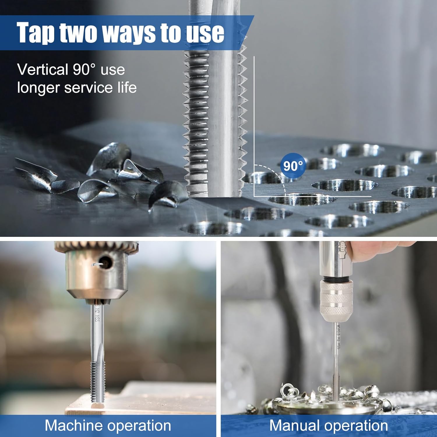 18 Piece Metric Drill and Tap Set, M2 HSS M2-M12 Taps & 2.05-10.2mm Drill Bits Include Tap Wrench, Fit for Cutting New Threads & Repairing Damaged Ones, Suitable for Metal,Plumbing,DIY