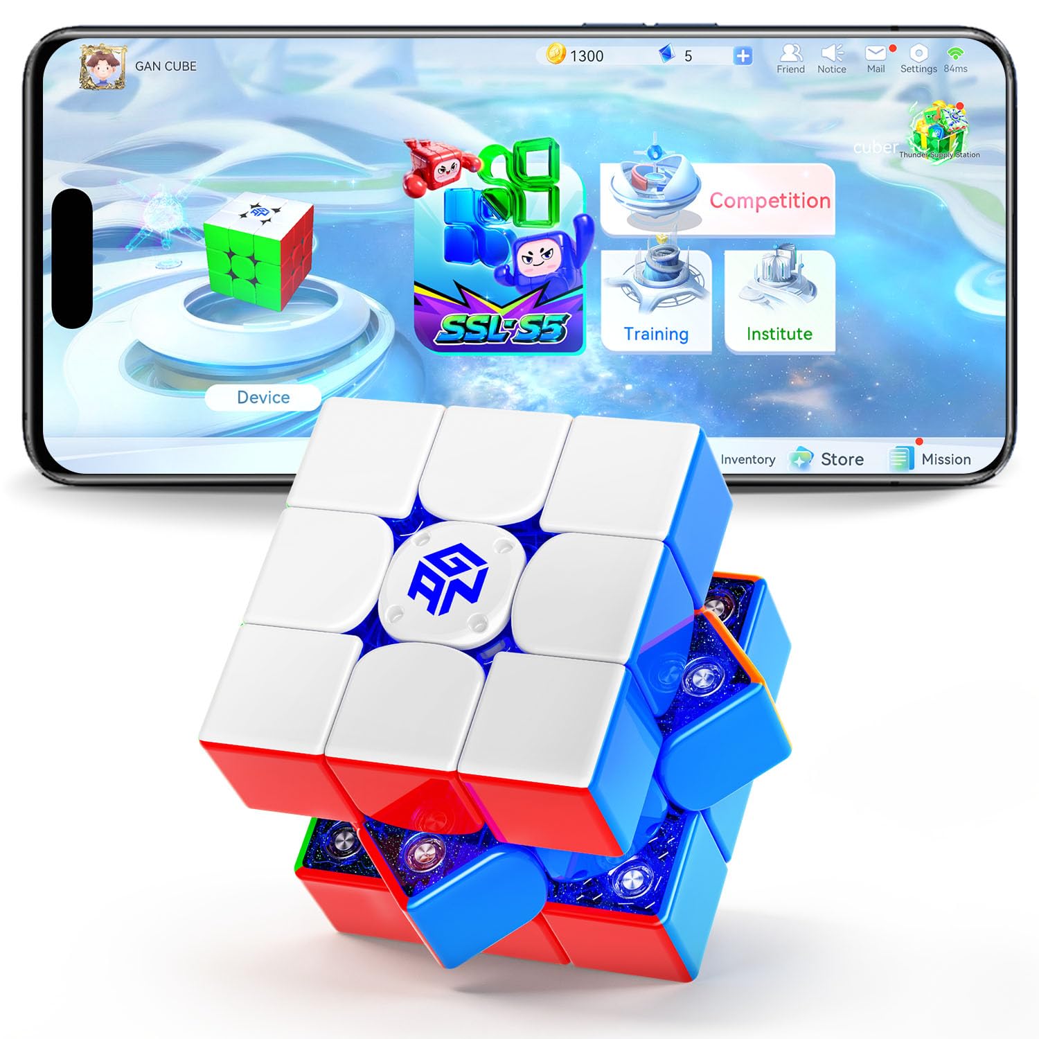 GAN i Carry 4 SSL Limited, Smart 3x3 Bluetooth Speed Cube Magnetic Connected Starsky Inner Shell Speedcube for Kids Tracking Movement Steps with App Online Competition, Battery Replaceable UV Coated