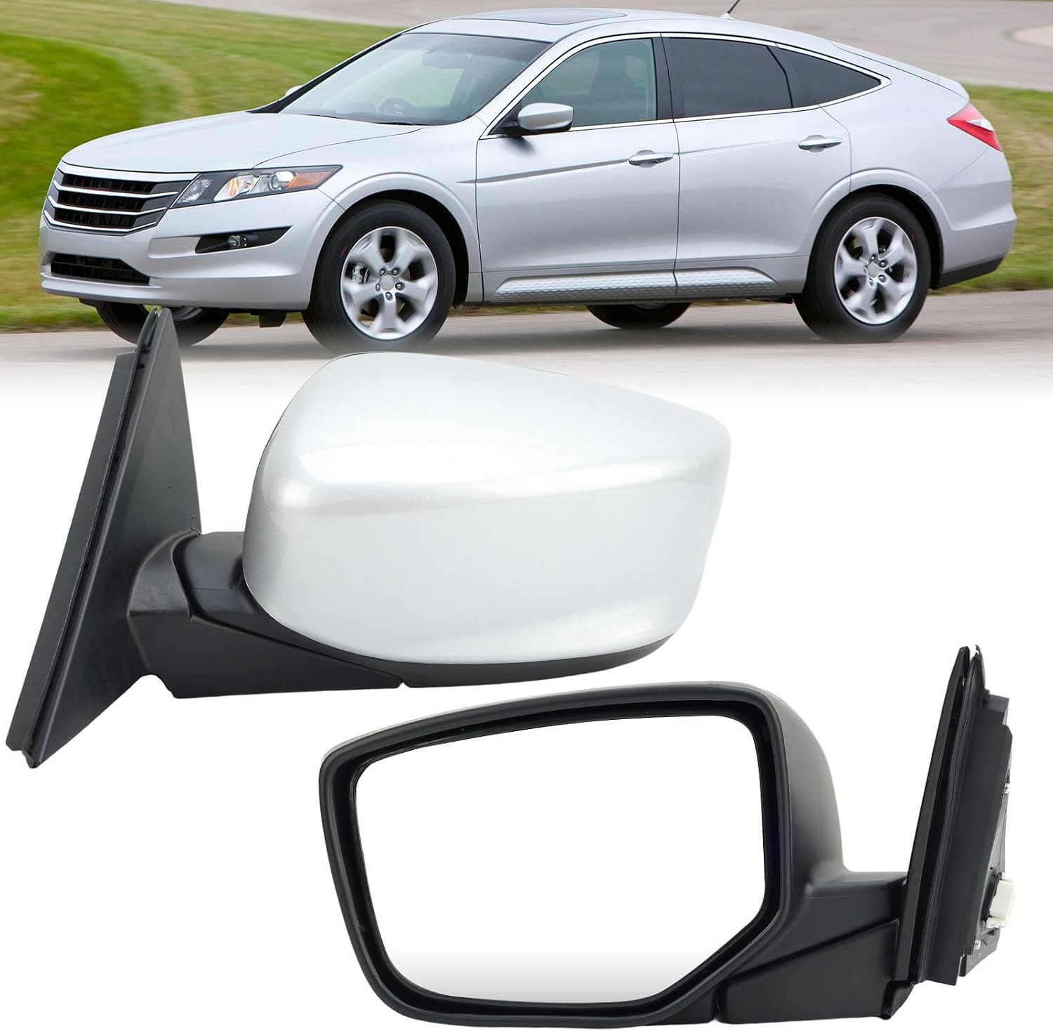 Driver Side Mirror Compatible with 2008 2009 2010 2011 2012 Honda Accord Rear View Mirrors with Power Glass Manual Folding Non-Heated Alabaster Silver Metallic 3 Pins Left