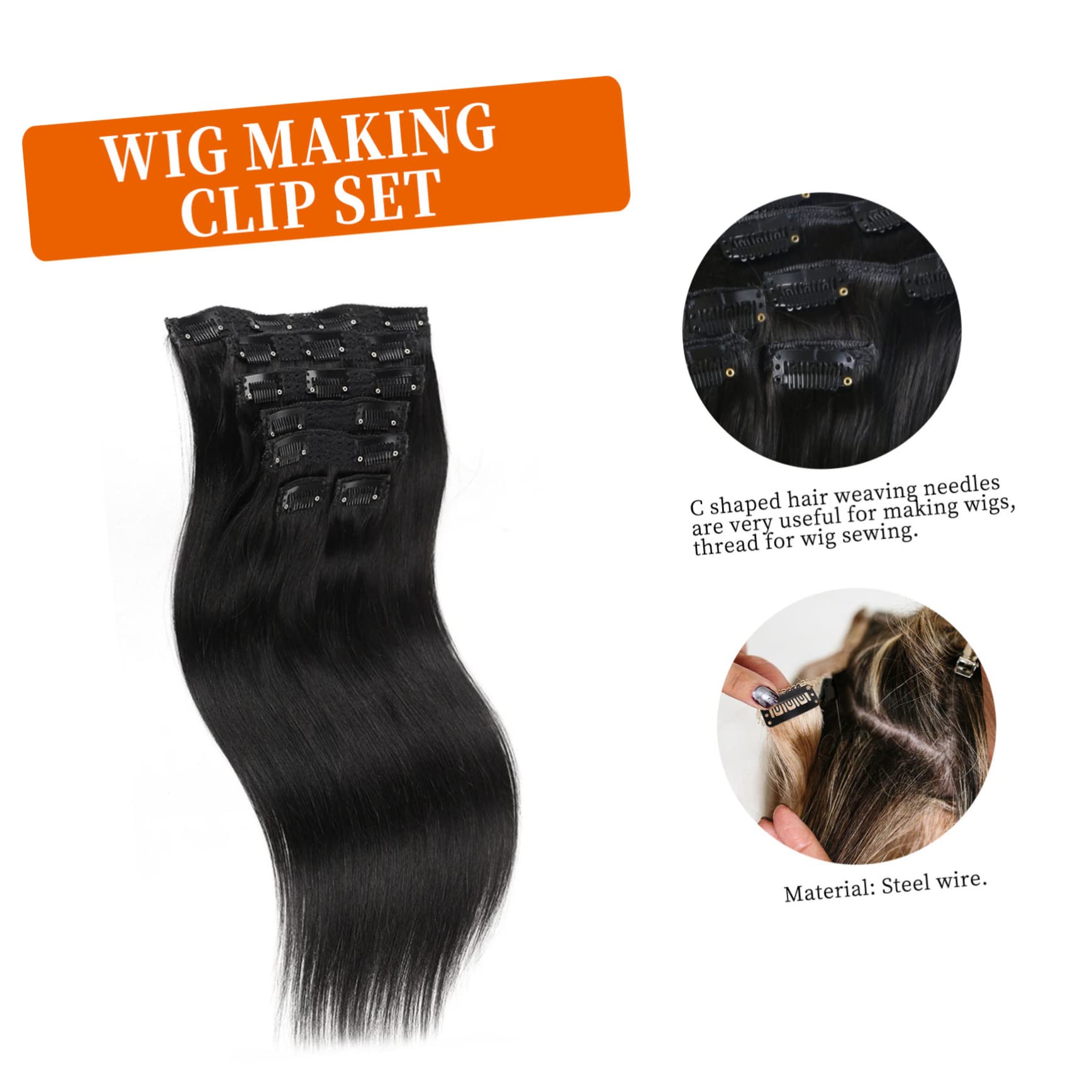 minkissy 3sets Clip Per Parrucche e Needles t Per Cucire Di Accessori Per Estensioni e Parrucche Facili Da Usare