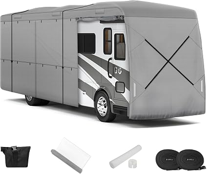 Leader Accessories Windproof Upgraded Class A RV Cover Motorhome Cover Fits 33 - 37 RV Extra Thick 5 Layers Top with Adhesive Repair Patches