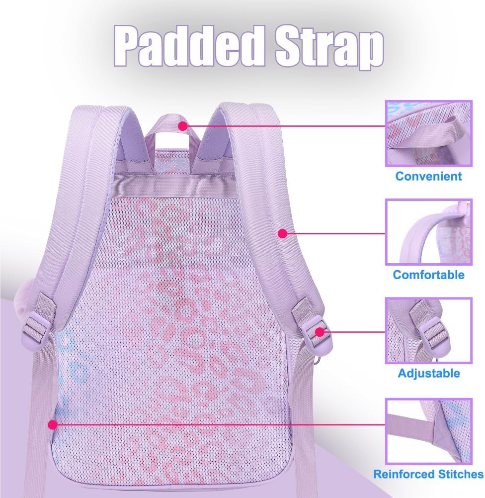 Mesh Backpack for Girls Boys, Heavy Duty Semi-Transparent Mesh Bookbag Womens Mens Mesh Backpacks for School, Sports, Beach, Swimming, Travel Purple Leopard - Image 4