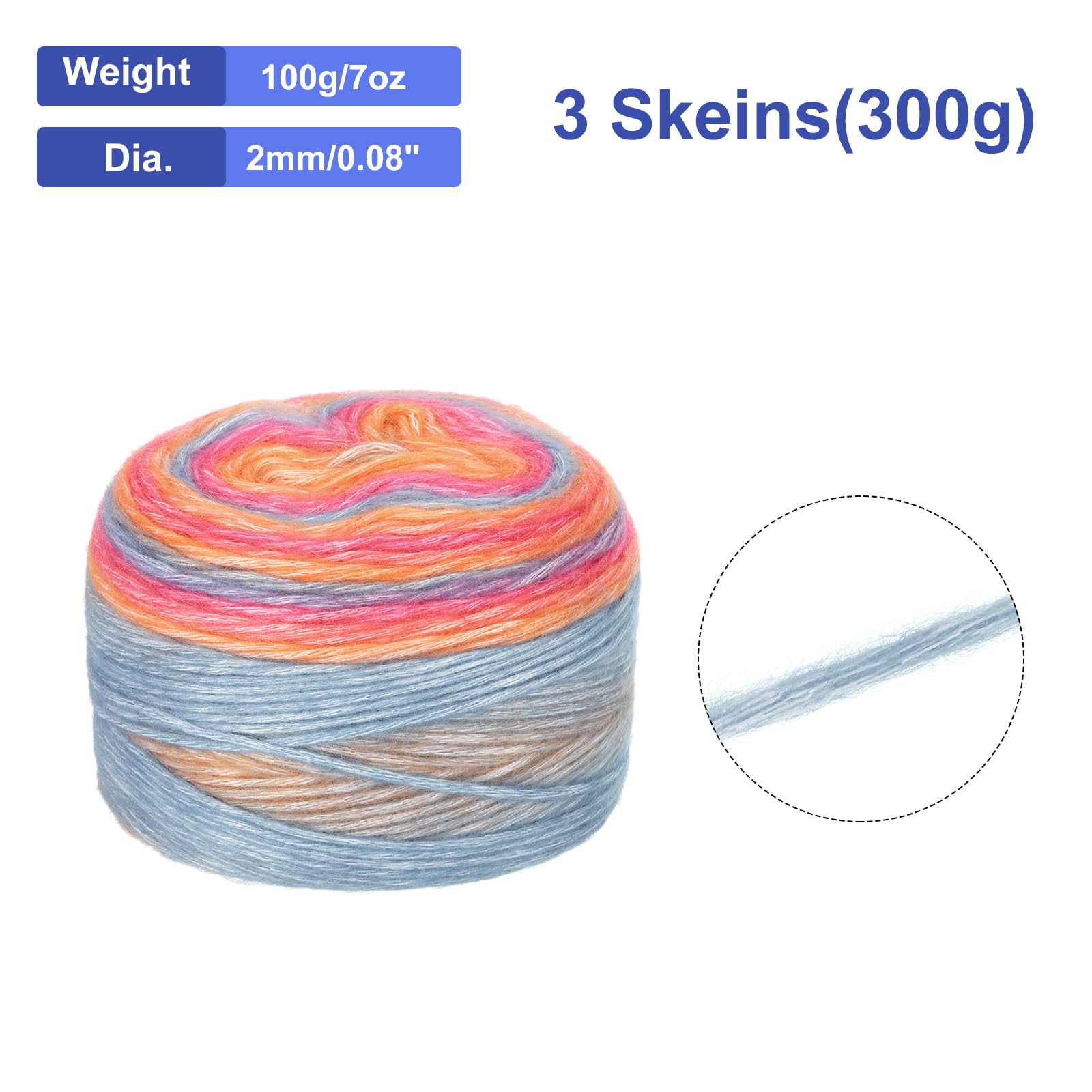 uxcell 3Pcs 100g Gradient Cake Cotton Yarns - Image 2