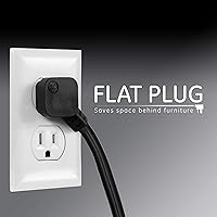 Vista 3 de GE 54626 Protector de sobretensiones de 6 tomas, 2 unidades, cable de extensión de 2 pies, 450 julios, enchufe resistente, tapas de seguridad