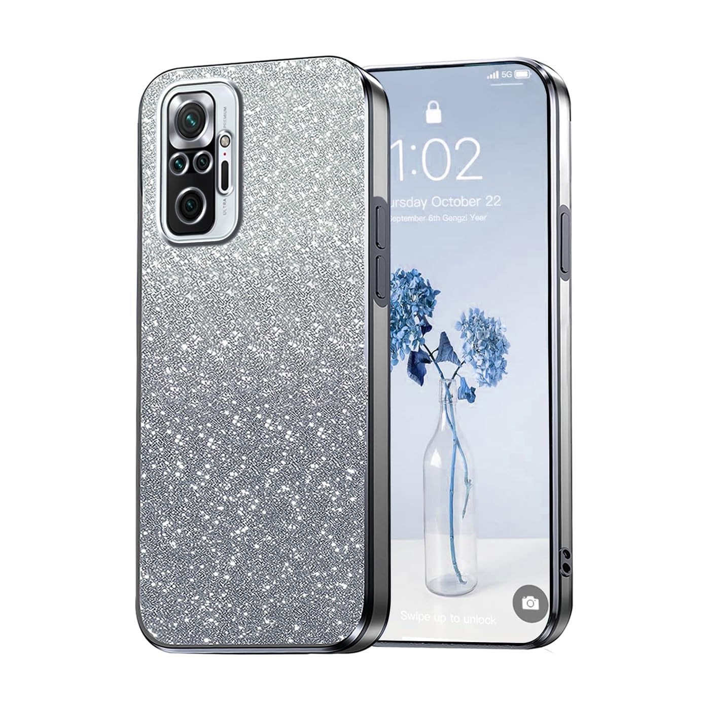 Custodia Glitter Per Xiaomi Redmi Note 10 Pro 4G – TPU Trasparente Con Brillantini Intercambiabili – Rosa – Antiurto - 2