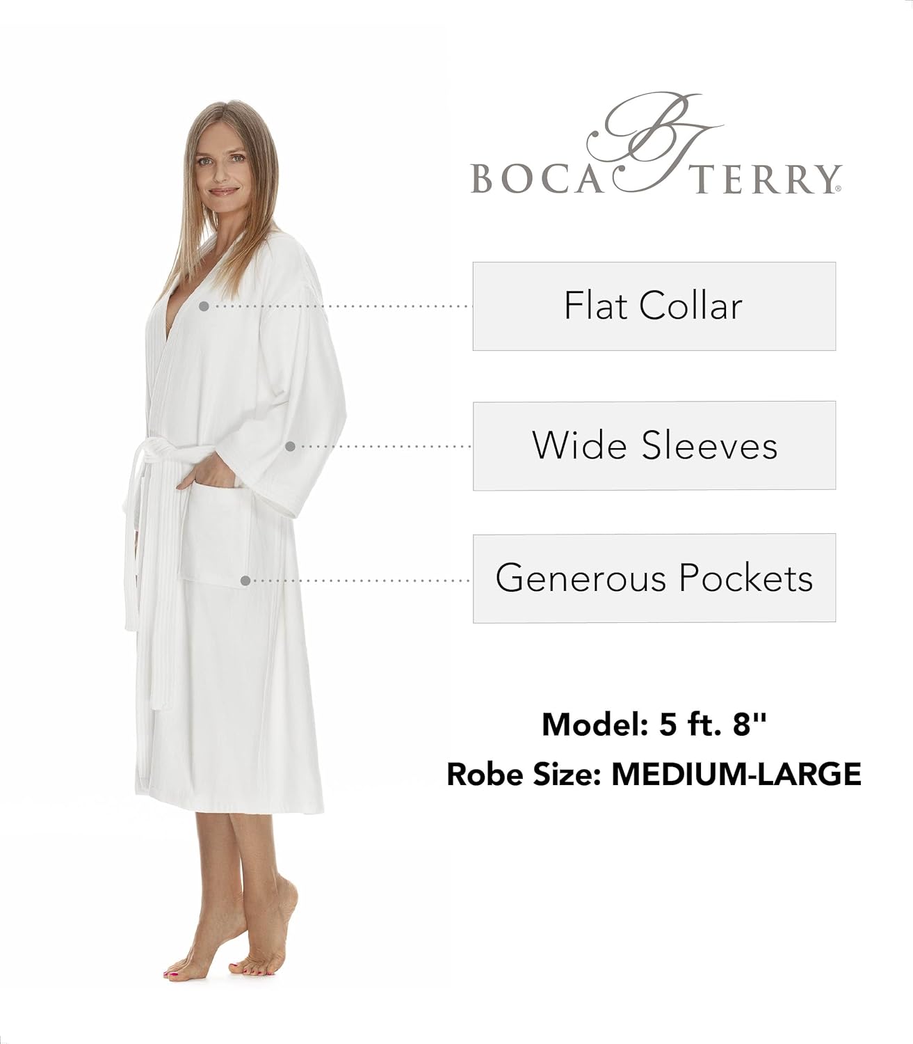 Womens Terry Cloth Bathrobe by Boca Terry, Cotton Spa Robes, Plush Hotel Bath Robe, M/L, 2X, 4X - Image 5