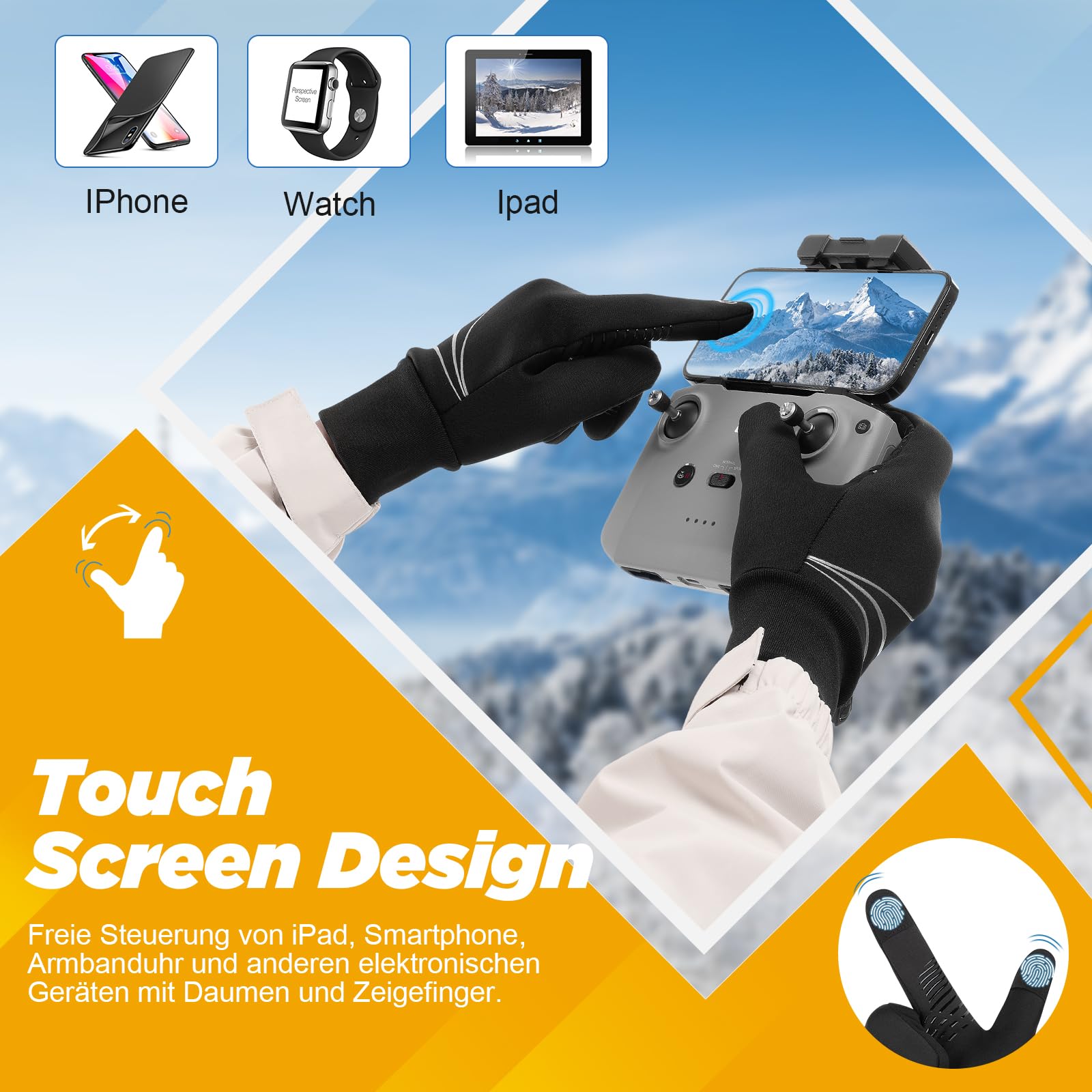 OZERO Guanti In Pelle Uomo – Antivento, Impermeabili E Touchscreen, Regalo Perfetto