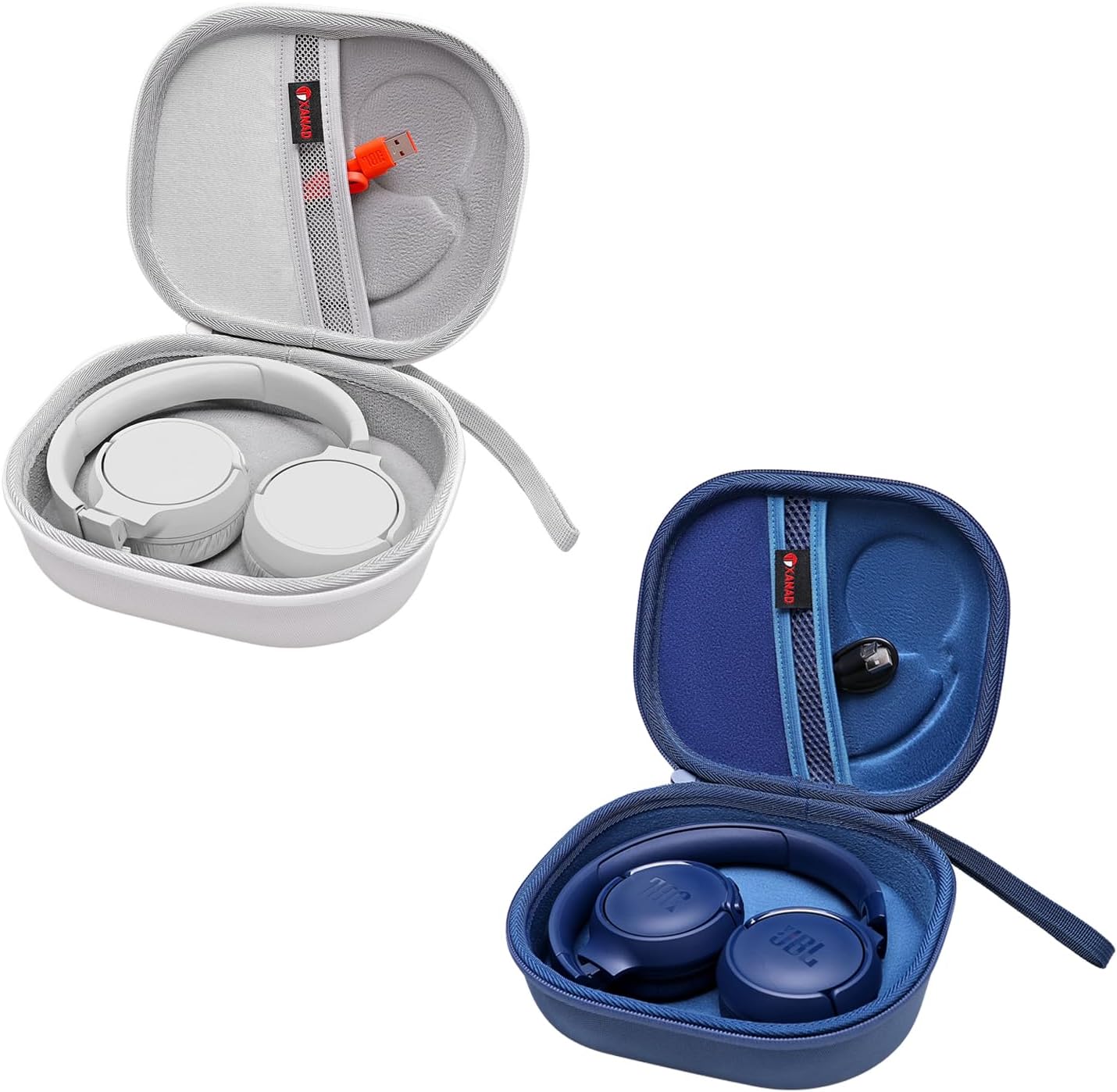XANAD Hard Case for JBL Small Foldable Headphone - White // Blue