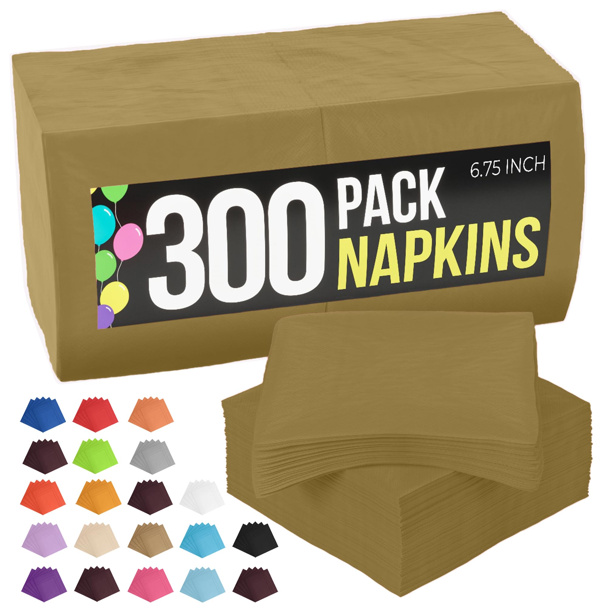 Party Solids Gold Dinner Napkins Bulk Paper Napkins 300 Pcs