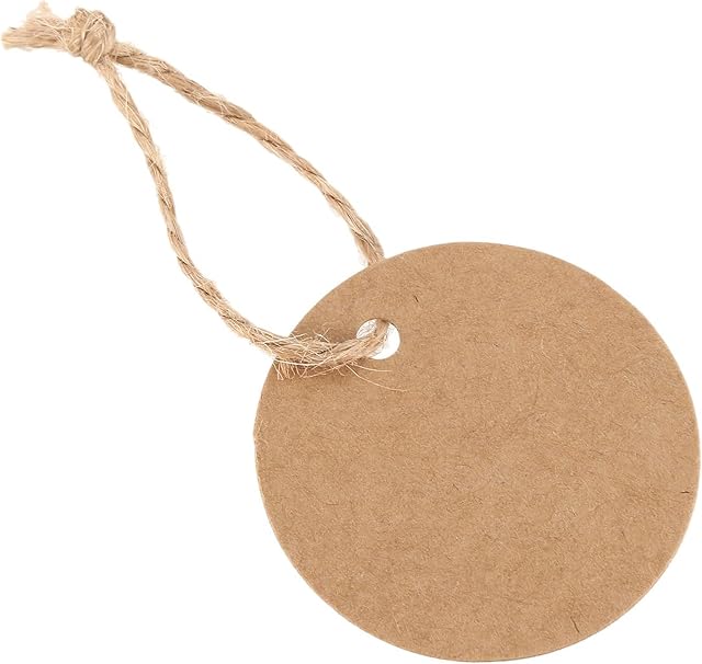 100 Pcs Brown Gift Tags Round Gift Tags Paper Tags with String for Present Christmas Decorations (Brown)