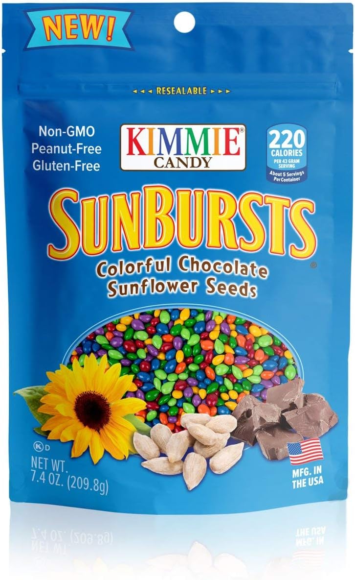Kimmie Candy Sunbursts Colorful Chocolate Covered Sunflower Seeds, 7.4 Ounce