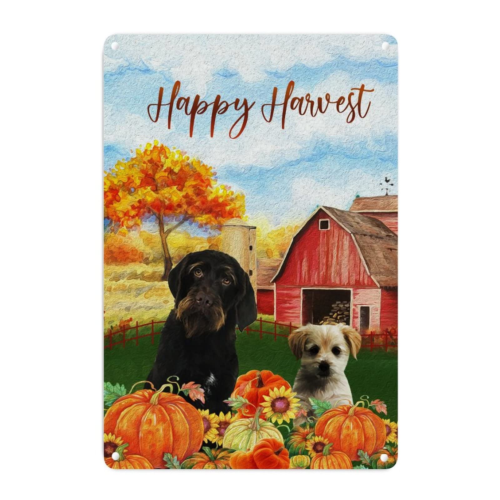 Décoration d'automne Shih Tzu et citrouilles | Idée déco vintage pour salon et chambre