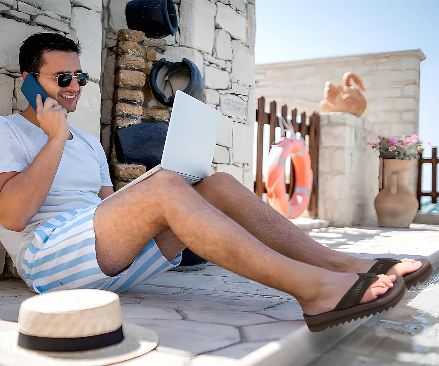 ONCAI Men's Flip Flops with Arch Support Orthotic Cushion Recovery Walking Slide Sandals for Men with Platform Summer Comfortable Soft Rubber Soles（US Size 7-15） - Image 2