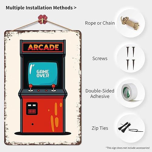 Miniatura 3 de Funny Metal Signs Retro Arcade Posters 70s Wall Art Funny Tin Sign For Home Room Office Decor 8x12inch