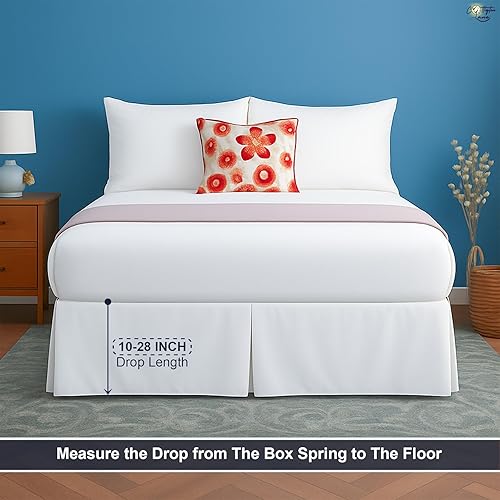 Miniatura 5 de Falda de cama plisada de lujo tamaño individual de 10 pulgadas, esquinas divididas  Hotel Luxury 1800 ultra suave a medida con volantes  Falda de