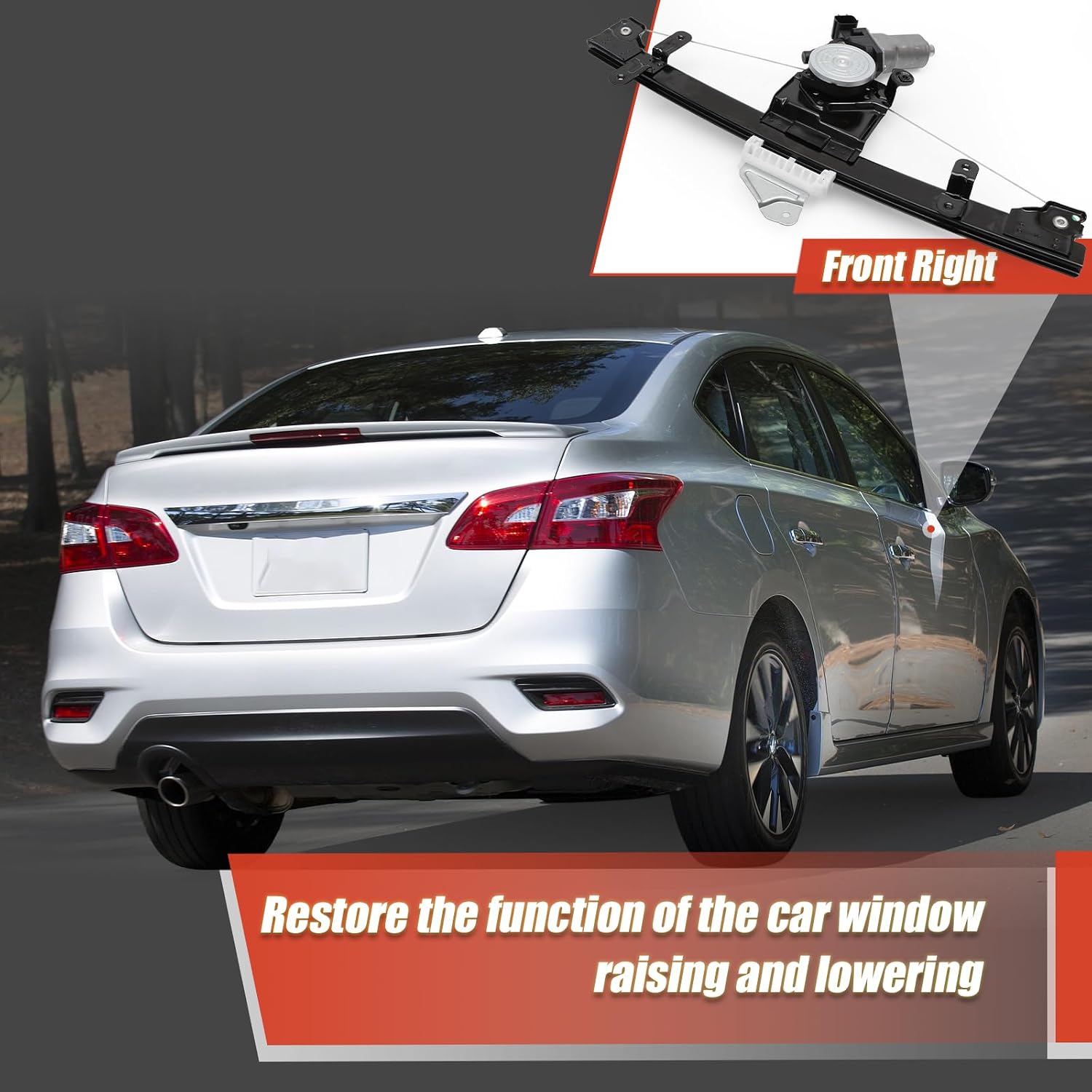 GlobalPrince Front Driver Side Electric Power Window Regulator Assembly with Motor Compatible with Nissan Sentra 2013 2014 2015 2016 2017 2018 2019 Replace 751-395 807203SG0A 807209AM0A 807313SG1A