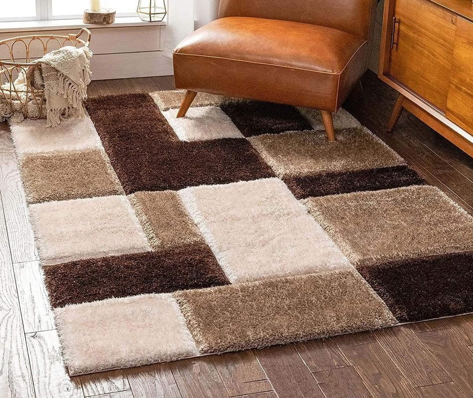 Image of Shaggy Rugs 6X8 FEET Soft and Cozy Carpet for Living Room & Hall, Bedroom, and Kids Room Non-Slip, High Pile, Machine Washable, Perfect for Any Room (Multi - 6)
