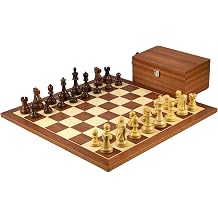 Wooden Chess Game Mahogany Board 21 Inch Weighted Sheesham Reykjavik Staunton Chess Pieces 3.75 Inches