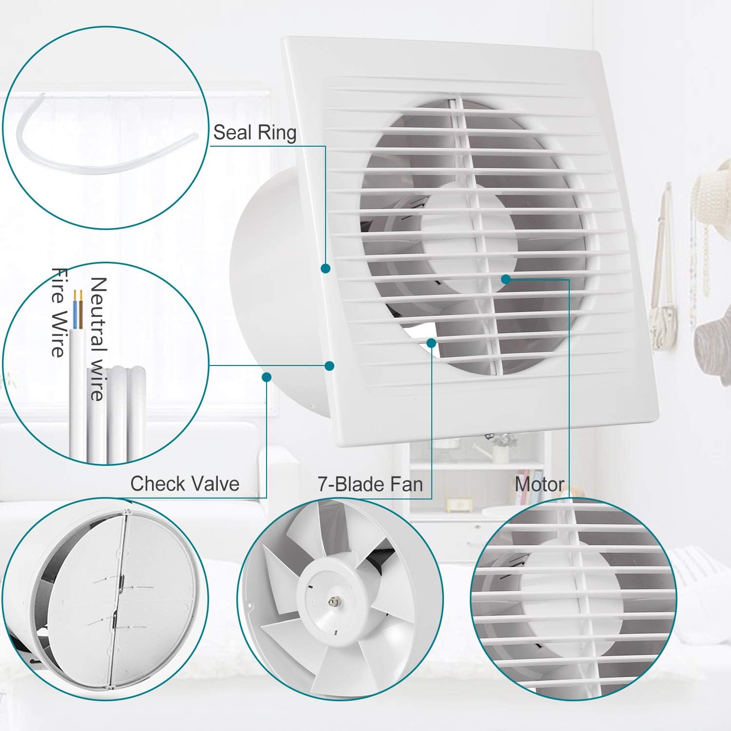 Buy 6 Ventilation Extractor Fans Hg Power Wall Or Ceiling Mounted Exhaust Fan With Back Draught Shutter Extractor Fan For Bathroom Bedroom 272m3 H D 150mm Online In Taiwan B0796nsczj