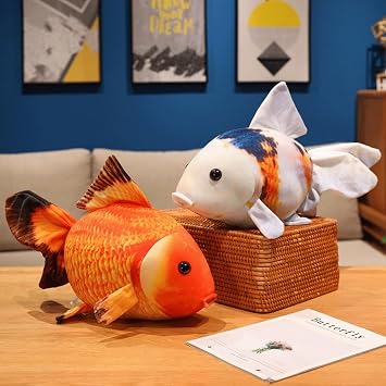 Simulation Goldfish Plush Stuffed Animal, Cuddly Fish Pillow, adorable Carp Cushion Toy for Kids Fish Lovers(Orange)